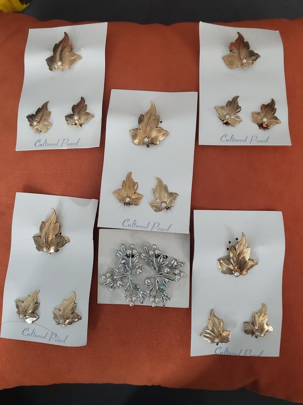 Vintage Brooch Set with Pearl Accent